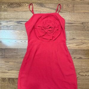 Monteau Red Rosette Mini Dress